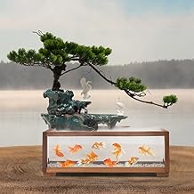 Tabletop Water Fountain, Indoor Waterfall with Mist Maker and Water Wheel for Home Office Decor for Good Luck Wealth