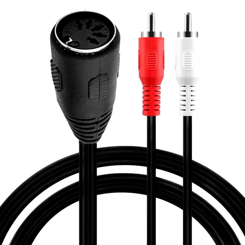 Cable Audio Estereo DIN hembra RCA macho, cable DIN de 5 pines hembra a rca, cable midi a rca, Estereo, Apto para sistemas Bang & Olufsen, Naim, Quad, 20 cm