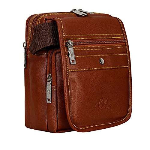 Leather World Leatherette Tan Sling Bags Men Messenger Bags Cross Body Bags Girl