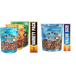 Blue Diamond Almonds Bold Favorites Variety Pack – Salt ‘n Vinegar, Habanero BBQ, & Wasabi & Soy Sau with Blue Diamond Almonds Bold Salt and Vinegar, 25 Ounce