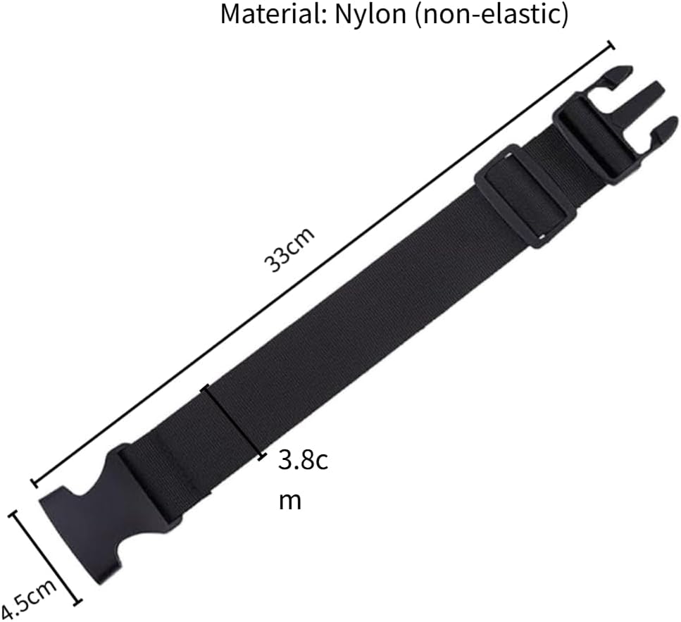 ?4.5cm/ Hook??3.8cm/Band? Nylon Non-elastic Length Adjustable Belt Bag 2Pcs Waist Bag Belts Extender Strap Extension Fanny Pack Extender Black Nylon Strap Buckle Extension(Please Check belt width)