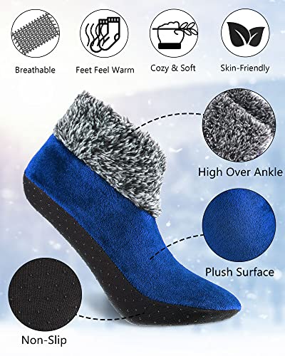Geyoga 3 Pairs Indoor Non Slip Thermal Socks Ladies Winter Fuzzy Socks Thickening Socks For Yoga (Black, Wine Red, Royal Blue) #TOP2