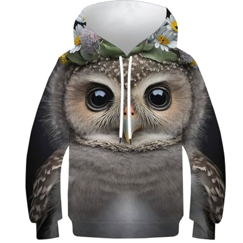 Sweat à capuche hibou 3D bébé pull manches longues enfants 11-13 ans