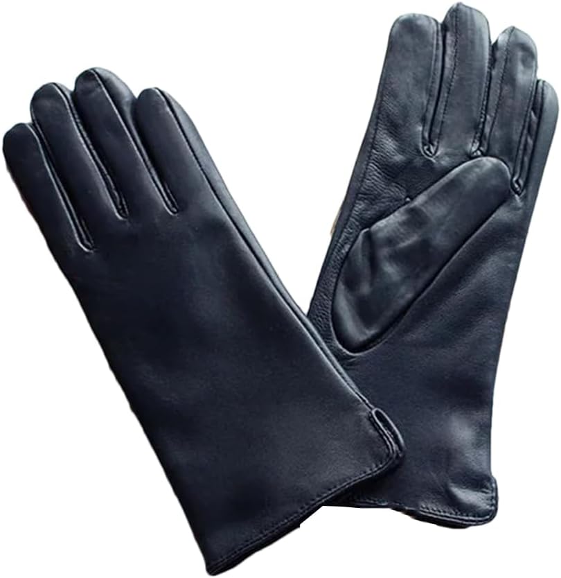 Women's Leather Sheepskin Gloves Warm Fleece Lining Color Thin Outdoor Activities Riding Gloves
