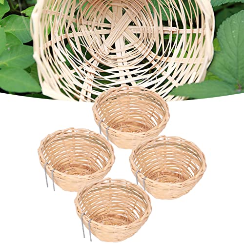 Natudeco 4 Pcs Bird Nest Handmade Bird House Sturdy and Natural Bamboo Bird Nest Bird Supplies Bird Cage with Hook for Small Parrots Canaries Cockatiels - Image 2
