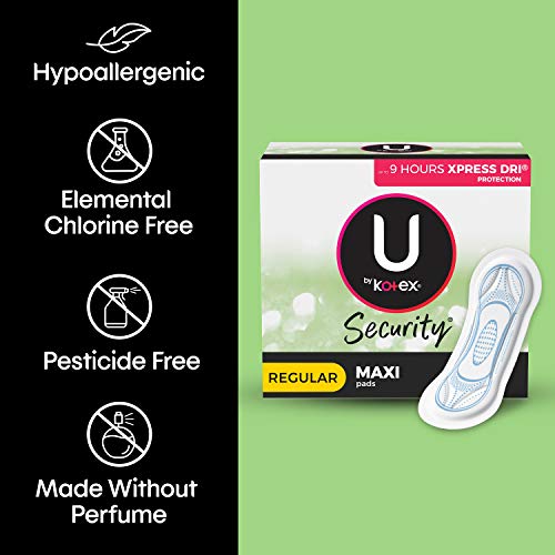U by Kotex Security Maxi Feminine Pads, Regular Absorbency, Unscented, 24 Count - Thumbnail 6