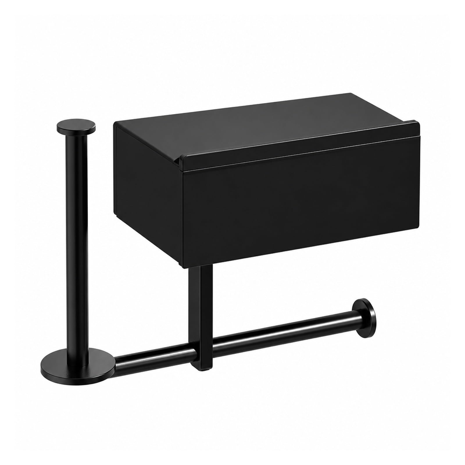 Toilet Roll Holder, Black Wall Mounted Toilet Paper Holder With Shelf,for Bathroom