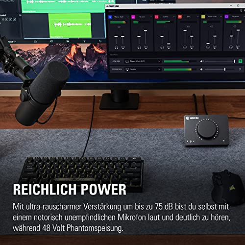 Elgato Wave - Audiomixer und Vorverstärker für XLR-Mikro, Interface-Steuerung, 48 V Phantomspeisung, Tippen zum Stummschalten, digitale Mixing-Software zum Streamen, Aufnehmen, Podcasten, Mac/PC