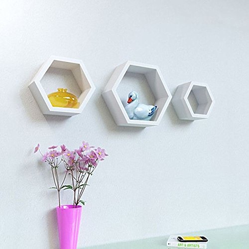 Woodkartindia Hexagonal Shape 3pcs Wall Shelves Amazon.in Home & Kitchen
