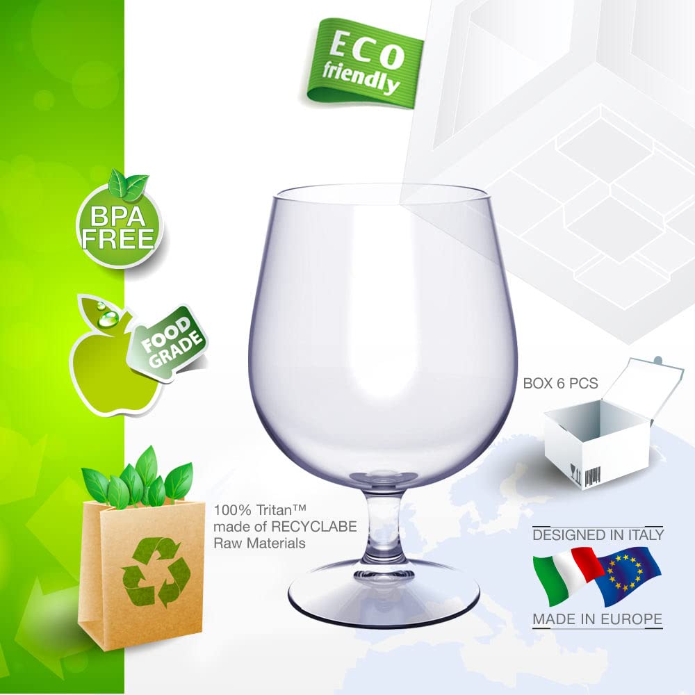 Bierglas Ballon aus Kunststoff 50 cl. Mehrwegbecher Bierkrug Plastik Transparent Spülmaschinenfest Set 6 Stück