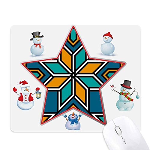 Tapis de souris fleurs bleu orange avec base caoutchouc antidérapante motif étoile