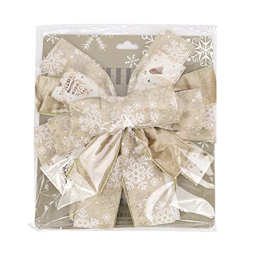 MEEDEE Champagner Weihnachtsbaumspitze Champagner Glitzer Weihnachtsschleifen 30,5 cm breit Samt Weihnachtsschleifen Gold… – Ansicht 9