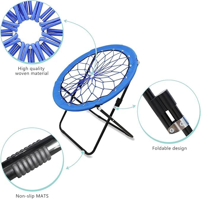 Sillón Plegable Redondo con Respaldo Abierto Color Azul miniatura 4