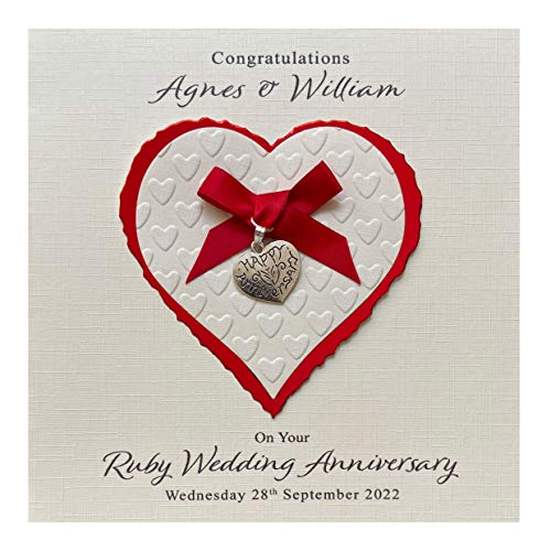 Personalised Ruby 40th Wedding Anniversary Card Luxury - Handmade UK ...