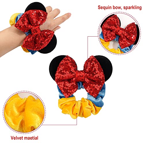 Mouse Ears Scrunchies, Joyoyo 8 Pack Sparkle Sequins Hair Bows For Mickey Mouse Velvet Hair Scrunchies Hair Elastic Ties Minnie Hair Accessories For Girls Women Teens Kids #TOP2