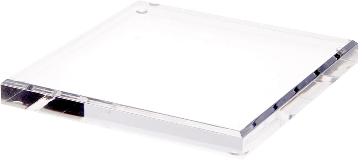 Plymor Clear Acrylic Square Beveled Display Base, 6" W x 6" D x 0.75" H