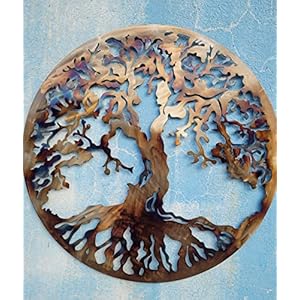 Treeoflifemetalartlargewalldecor36inchesheatcolored Urban Country Home Decor Tree of life metal art large wall decor 36 inches heat colored urban country home decor