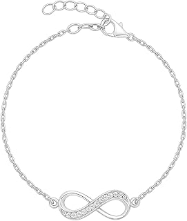 ZAVYA 925 Sterling Silver Infinity Bracelet | Rose Gold Plated Lavish Cubic Zirconia Gift Ideas-Women Chain Bracelet | Wit... Price In India