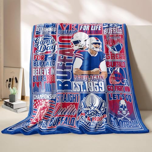 DKEAQZ Football Gifts for Men Women Gifts for Team Fans Sports Football Blanket for Fans Blue Football Style Blanket for Sofa Bed Chair 60x50