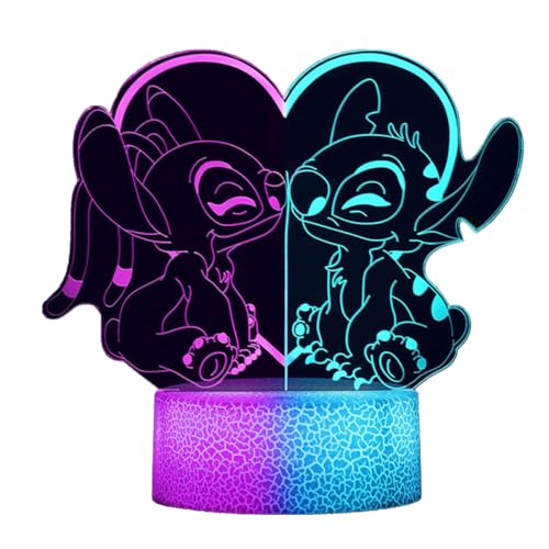 LOUHH Lampe Stitch, Version Améliorée 3D LED Smart Remote Control Lampe 16 Couleurs NoëL Cadeau Chambre D'Enfant DéCoration Cadeau De Vacances