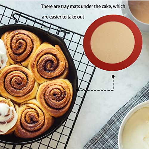 Silicone Baking Mats - Food Grade - For Pastry Bun Cookies Fondant - Non-Stick Easy Clean - 2Pack 8" Round #TOP3