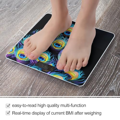 Balanza digital de baño con diseño de plumas de pavo real miniatura 5