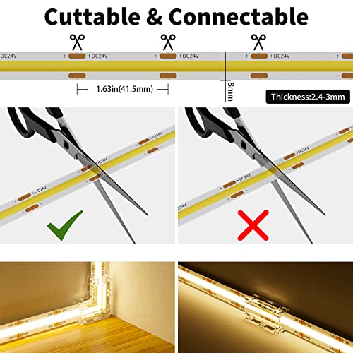 Cinta LED PAUTIX COB 24V 20ft IP65 Blanco Cálido 2700K miniatura 3