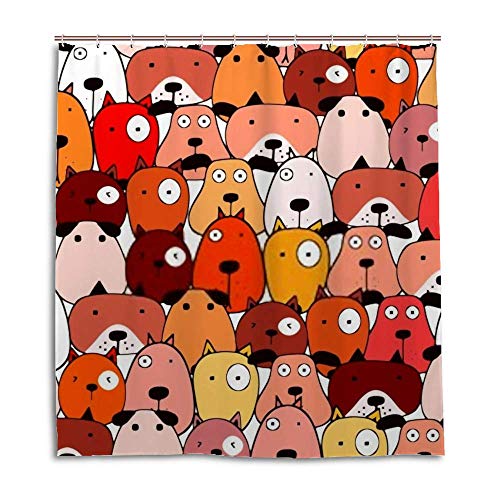 Rideau de douche chien avec crochets polyester lavable 66x72 - 2
