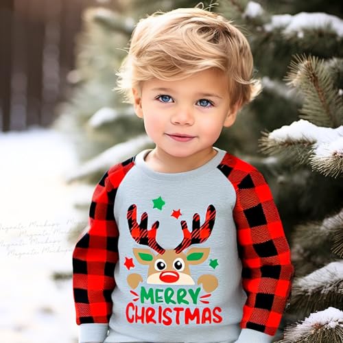 Toddler Boy Girl Sweatshirt Ugly Christmas Sweater Kids Reindeer Santa Long Sleeve Shirt Xmas Pullover Tops 2-7T2
