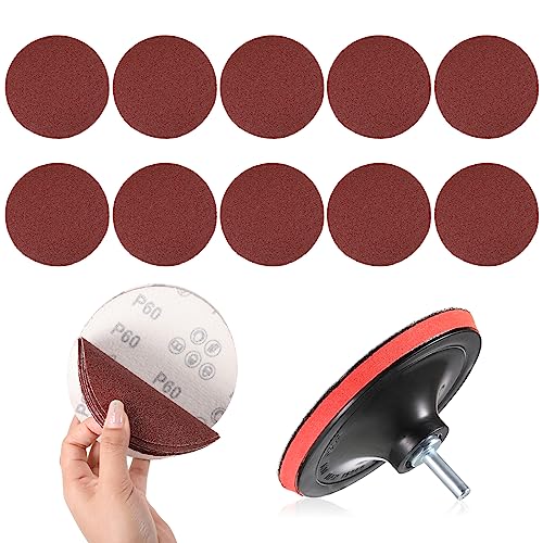 12 pcs Sander for Drill Attachment 5" Sanding Discs Pad Kit,Drill Sanding Attachment Grinder Sanding Attachment, Sanding Discs Pads Kit for Drill Grinder Rotary Tools with Sanding Pad and Shaft