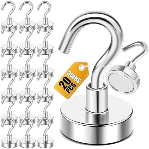 DIYMAG Magnetic Hooks 20pcs 30lbs+ Cruise Essentials 2026 Magnet Hook | Neodymium Heavy Duty Strong Magnets Hanging Ship Cabins Refrigerator Fridge Classroom Beach Vacation Kitchen Grills Home Tool - View 4