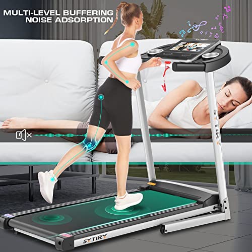 Image of SYTIRY Treadmills for Home with TV Screen and WiFi,Smart Foldable Treadmill Machine,3D Virtual Sports Scene,HiFi Speakers,Popular APP for Social Networking,Video,and Search,Walking Pad Treadmill