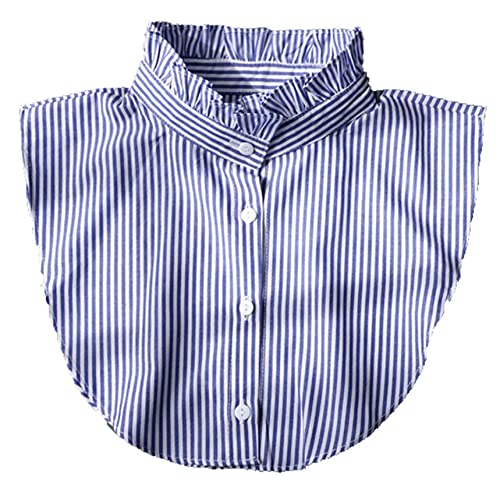 GUZOSJO Blue Striped Detachable Collar Shirt,Dickey Half Blouse False Collar for Lady Girls Men