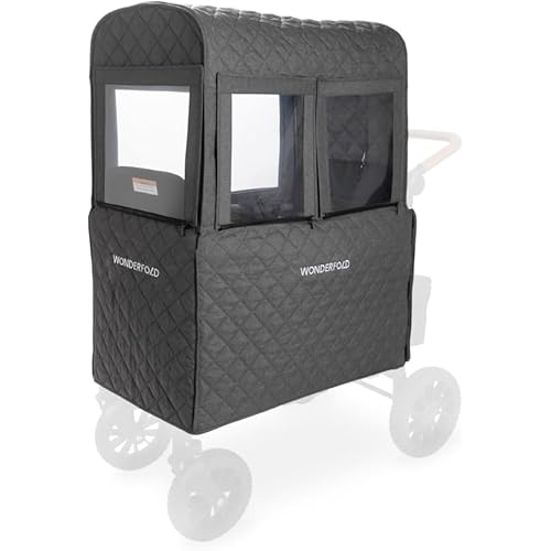 WONDERFOLD Cold Weather Shield Stroller Cover for Winter Made of Premium Breathable Cationic Fabric Filled with Cotton for Warmth, Hook-and-Loop Window Openings (Fits Only W2 Elite/Luxe)