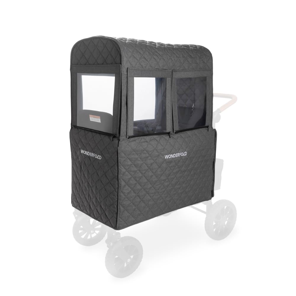 WONDERFOLD Cold Weather Shield Stroller Cover for Winter Made of Premium Breathable Cationic Fabric Filled with Cotton for Warmth, Hook-and-Loop Window Openings (Fits Only W1 OG)
