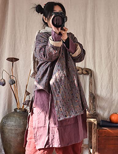 NFYM Women's Spring Kimono Cardigan Wrap Front Retro Hanfu Style Printed Trench Jacket with Self Tie3