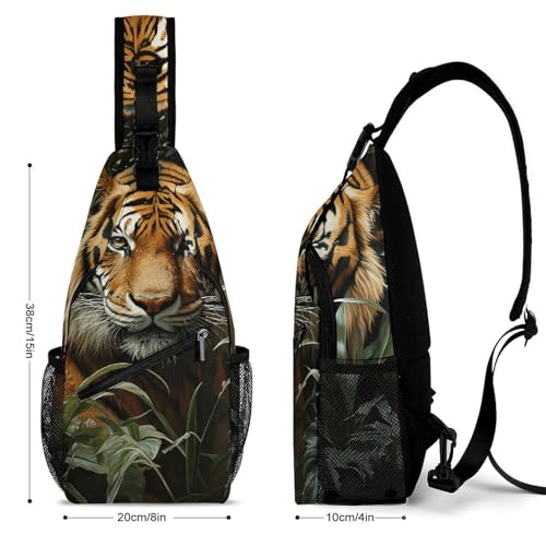 Jungle Tiger Sling Bag for Men Women - Adjustable Crossbody Chest Backpack, 15" Travel Hiking Fanny Pack2