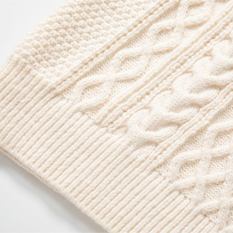 Men's Winter Twist Loose Sweater Long Sleeved Knitted Sweater Round Neck Casual Sweater Gray