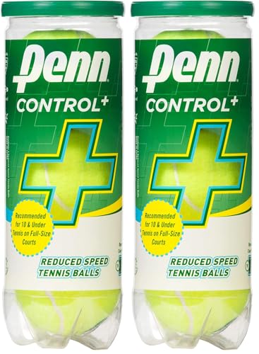 Penn Control Plus Tennis Balls - Youth Felt Green Dot Tennis Balls for Beginners, 1 Can 3 Balls (Pack of 2)