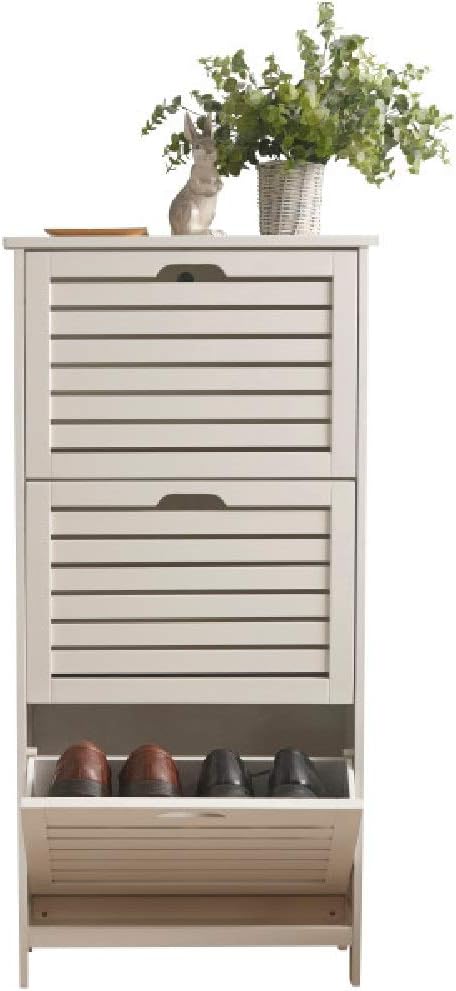 Bergen 3 tier Shoe cabinet in grey or white (White)