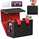 MTG Commander Deck Box-Patented Handle Design, Trading Card Storage Box Organizer Holds 236+ Double-sleeved Cards, Magnet Case with Dice Tray, 2 Card Holders, 6 Dividers for TCG, CCG, EDH -Black Red