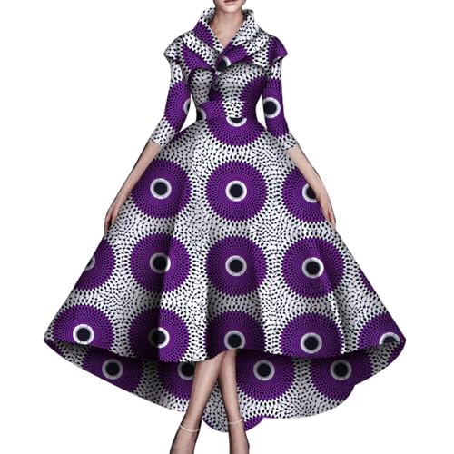 Image of African Dresses for Women A-line Floor-Length Dress Traditional Ankara Kente Print Evening Dress