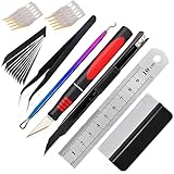 EHDIS Bastelmesser Set - Skalpell mit Softgriff inklusive, Cuttermesser 9mm, Stahllineal, Rakel, 20 Ersatzklingen, Pinzette, für Modellbau, detaillierte Arbeiten und Basteln
