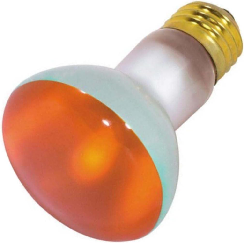 Satco S3203 50 Watt R20 Incandescent 130 Volt Medium Base Light Bulb, Amber