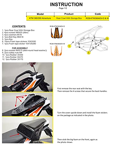 Seat Cowl With Storage Box For Ktm 390 Adventure 2020-2023 (Black/Orange) #TOP7