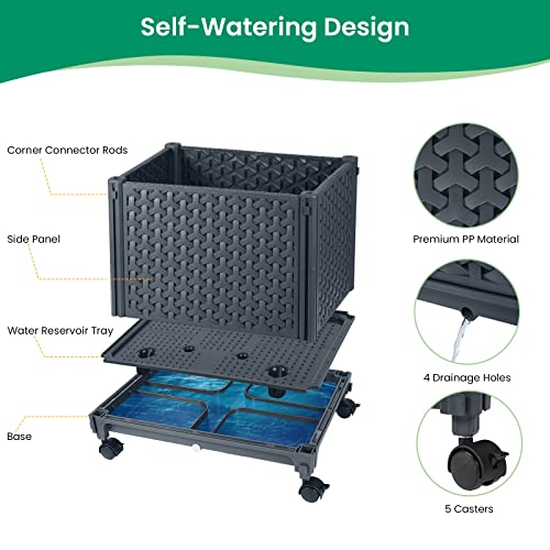 Green Mount Raised Garden Bed Planter Box With Trellis For Climbing Vegetables Plants, 67.6" Outdoor Tomatoes Planters Tomato Cage W/Wheels #TOP4