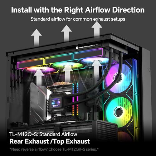 Image of Thermalright TL-M12Q-S X3 120mm PC Case Fans, 2000 RPM High Airflow, ARGB Daisy-Chain, Infinity-Mirror Lighting, 3-Pack | Daisy Chain Wiring, ARGB Fan Blades, Infinity Mirror Lighting