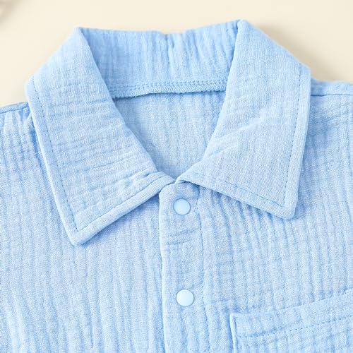 Sasaerucure SRC-JS-GOSVNLB-6D1 Infant Baby Boy Summer Romper Jumpsuit Linen Solid Short Sleeve Overall Shorts One Piece Outfit Summer Clothes thumb #1