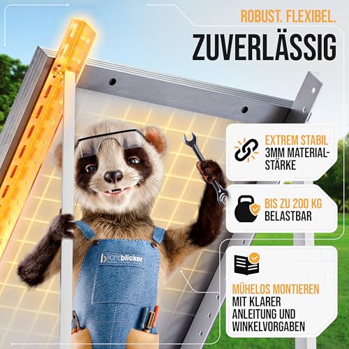 Lichtblicker - 4x Balkonkraftwerk Halterung.118cm stabiles 3mm Aluminiumprofil mit hochwertigen Edelstahl Schrauben. Solarmodul Halterung. Befestigung Solarmodul PV-Module Halterung Solarmodul 0%MwSt
