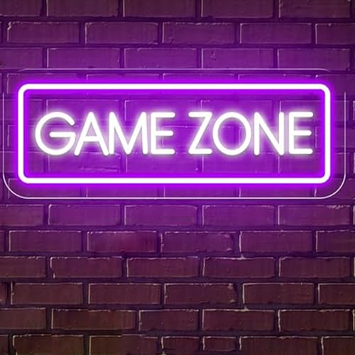 Image of LED Game Sign Game Zone Neon Signs Gaming Room Wall Art Decor Man Cave Lights Signs Gamer Home Bedroom Decoration USB Powered Brightness Adjustable